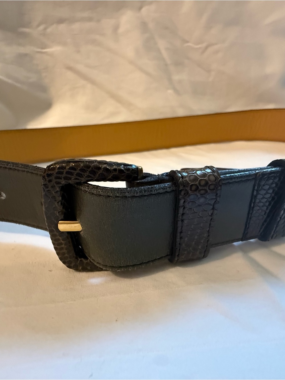 Valentino Garavani Green Leather Belt with Textured Buckle